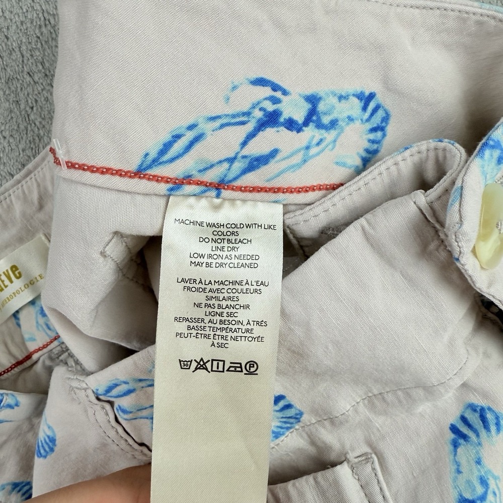 Maeve Anthropologie Pants Womens 29 Beige Collete Blue Lobster Cropped Wide Leg - Picture 15 of 16